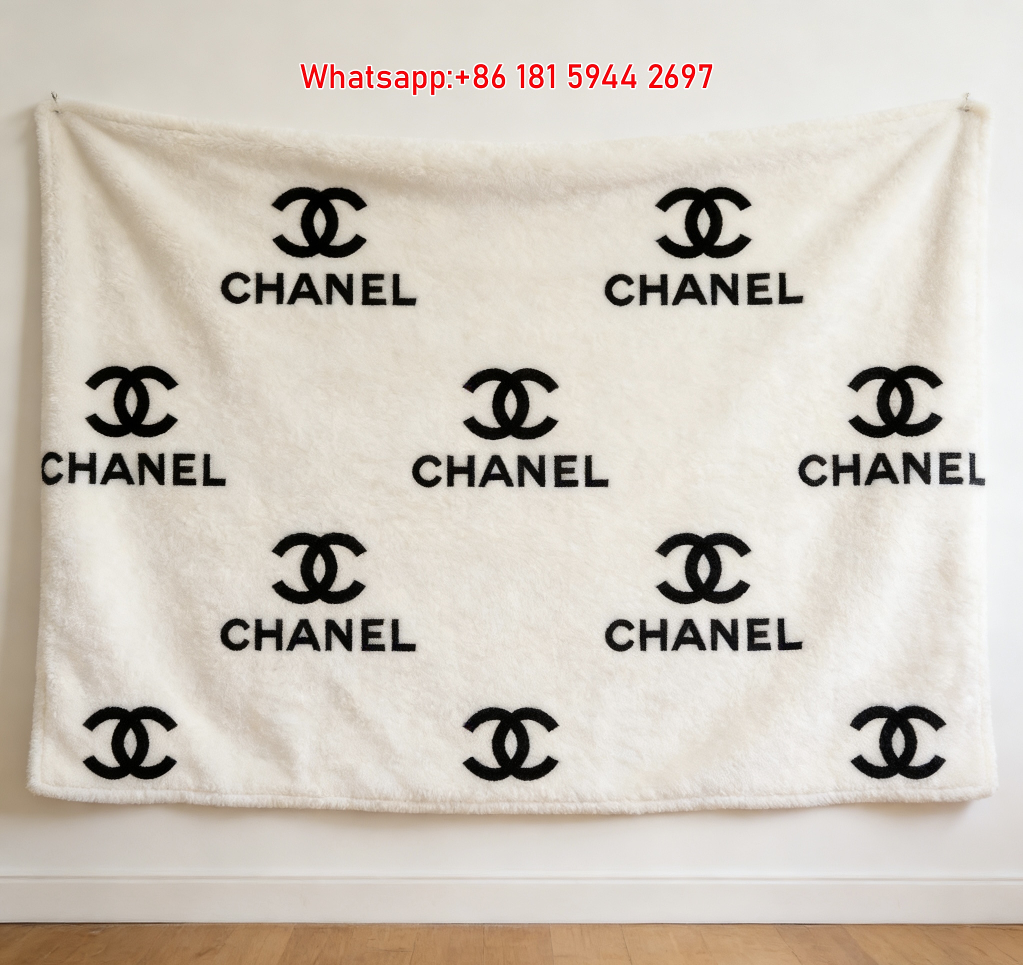 Chanel Allover CC Logo Monochrome Flannel Throw Blanket IMG_7147